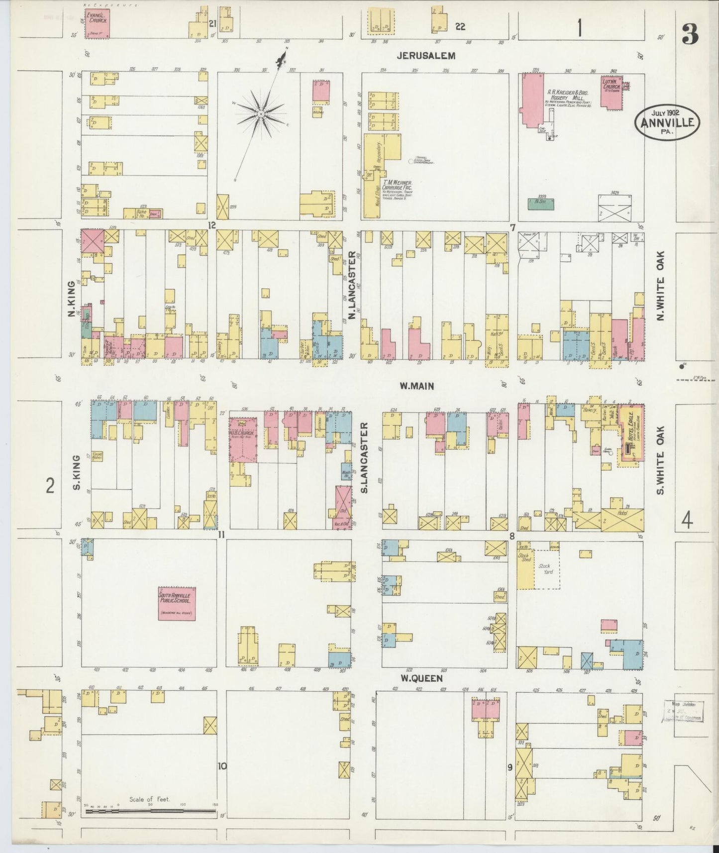 Sanborn Fire Insurance Map from Annville, Lebanon County, Pennsylvania (1902), Sheet #0003 - Historic Sanborn Fire Insurance Map Print, vintage old map wall art, antique decor, genealogy gift, Pennsylvania Pennsylvania map