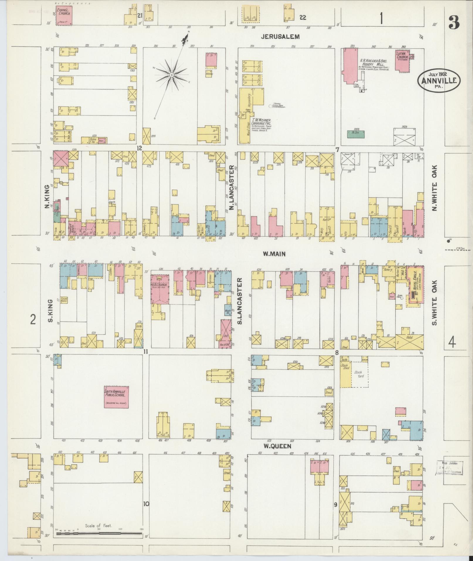 Sanborn Fire Insurance Map from Annville, Lebanon County, Pennsylvania (1902), Sheet #0003 - Historic Sanborn Fire Insurance Map Print, vintage old map wall art, antique decor, genealogy gift, Pennsylvania Pennsylvania map