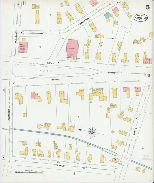 Sanborn Fire Insurance Map from Hamilton, Madison County, New York (1901), Sheet #0005 - Historic Sanborn Fire Insurance Map Print, vintage old map wall art, antique decor, genealogy gift, New York New York map