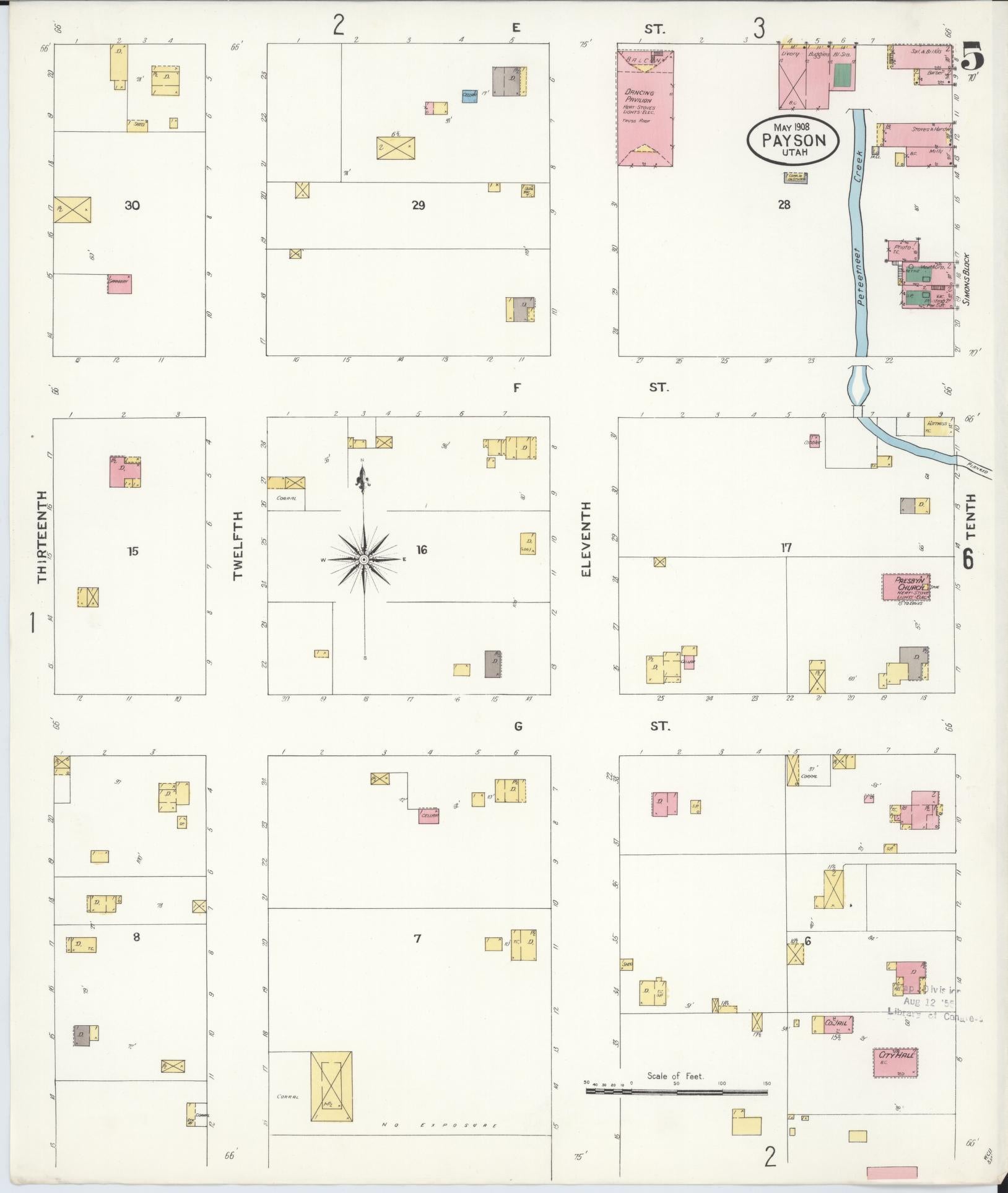 Sanborn Fire Insurance Map from Payson, Utah County, Utah (1908), Sheet #0005 - Complete Map Set gallery image, historic Sanborn map, vintage wall art, Payson Utah
