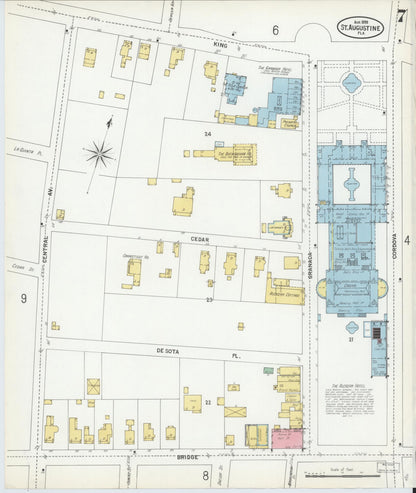 Sanborn Fire Insurance Map from Saint Augustine, Saint John's County, Florida (1899), Sheet #0007 - Complete Map Set gallery image, historic Sanborn map, vintage wall art, Florida Florida