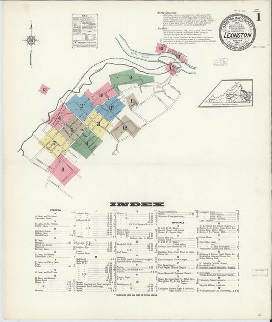 Sanborn Fire Insurance Map from Lexington, Independent Cities, Virginia. (1913) – Historic Sanborn Fire Insurance Map Print