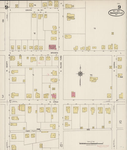 Sanborn Fire Insurance Map from Madisonville, Hopkins County, Kentucky (1923), Sheet #0009 - Complete Map Set gallery image, historic Sanborn map, vintage wall art, Kentucky Kentucky