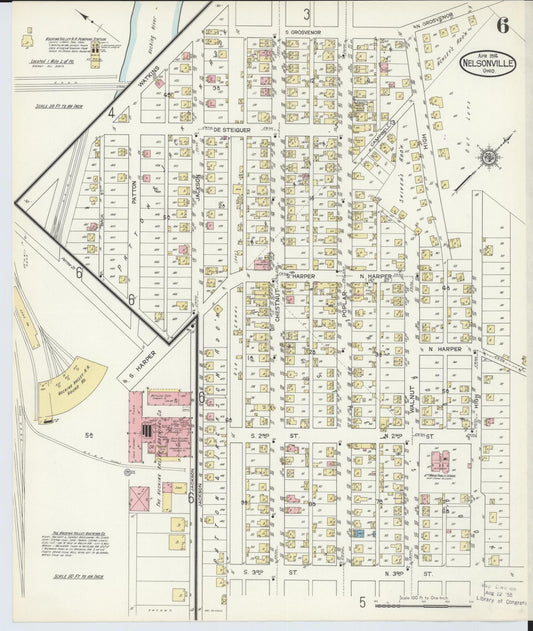 Sanborn Fire Insurance Map from Nelsonville, Athens County, Ohio (1914), Sheet #0006 - Historic Sanborn Fire Insurance Map Print, vintage old map wall art, antique decor, genealogy gift, Ohio Ohio map