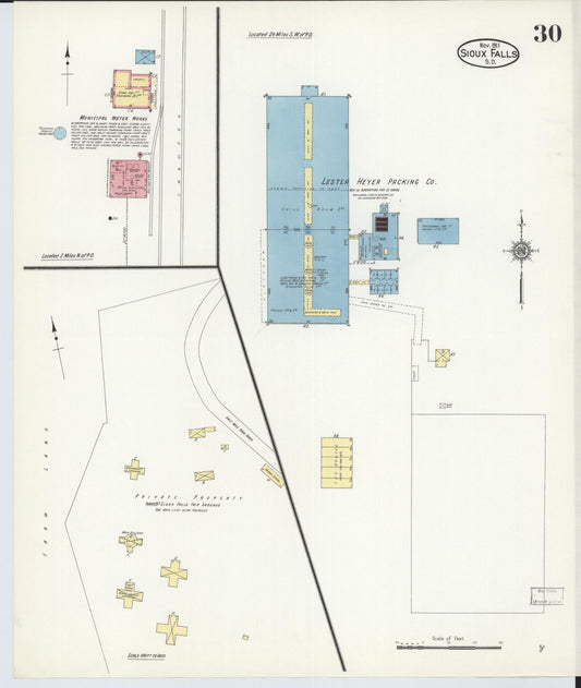 Sanborn Fire Insurance Map from Sioux Falls, Minnehaha County, South Dakota (1911), Sheet #0030 - Historic Sanborn Fire Insurance Map Print, vintage old map wall art, antique decor, genealogy gift, South Dakota South Dakota map