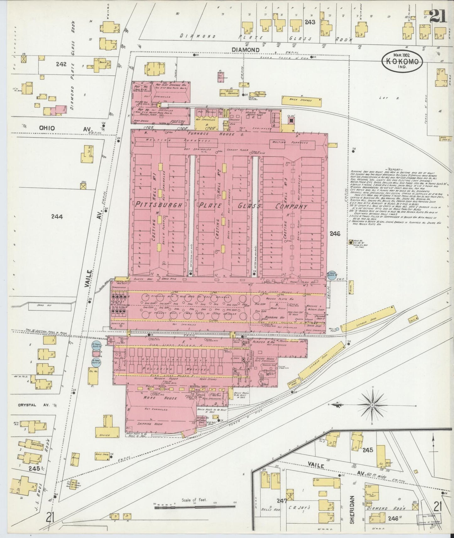 Sanborn Fire Insurance Map from Kokomo, Howard County, Indiana (1902), Sheet #0021 - Historic Sanborn Fire Insurance Map Print, vintage old map wall art, antique decor, genealogy gift, Indiana Indiana map