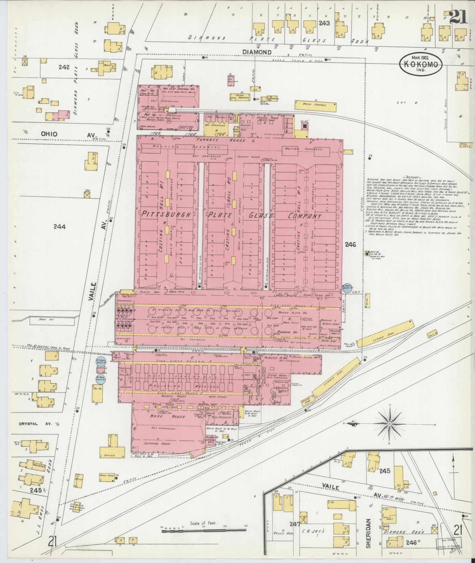 Sanborn Fire Insurance Map from Kokomo, Howard County, Indiana (1902), Sheet #0021 - Historic Sanborn Fire Insurance Map Print, vintage old map wall art, antique decor, genealogy gift, Indiana Indiana map