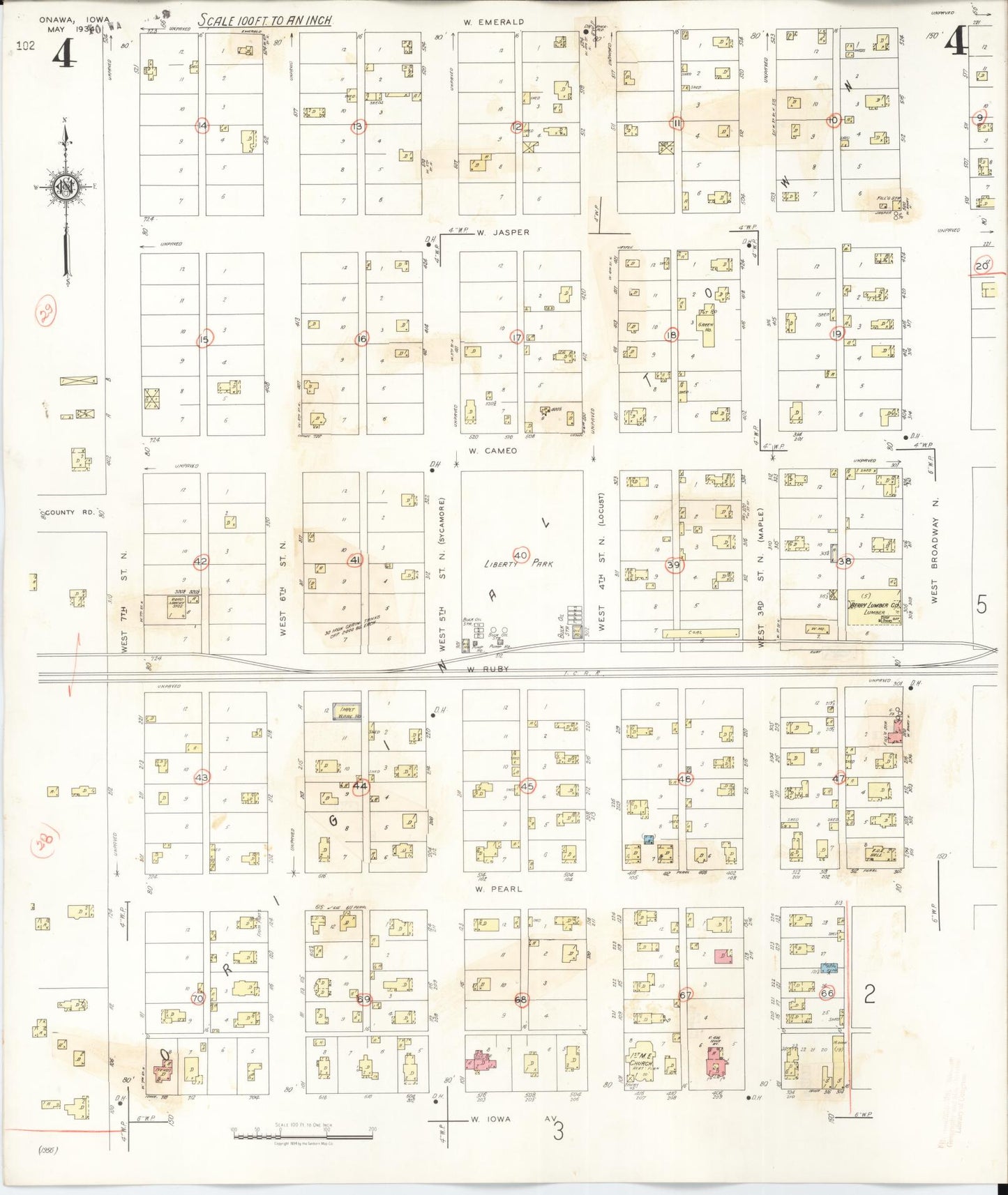 Sanborn Fire Insurance Map from Onawa, Monona County, Iowa (1942), Sheet #0004 - Historic Sanborn Fire Insurance Map Print
