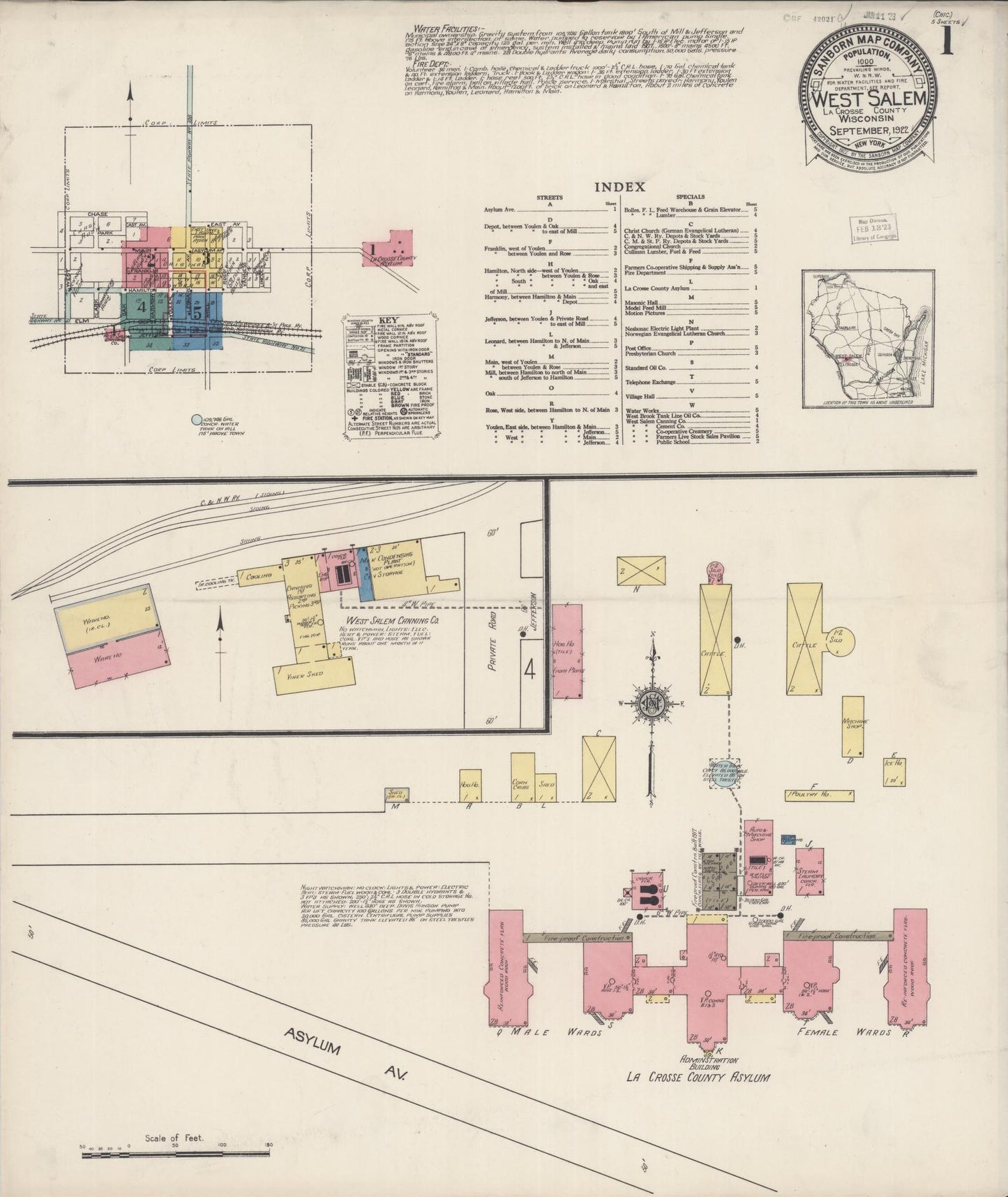 Sanborn Fire Insurance Map from West Salem, La Crosse County, Wisconsin (1922), Sheet #0001 - Complete Map Set gallery image, historic Sanborn map, vintage wall art, Wisconsin Wisconsin