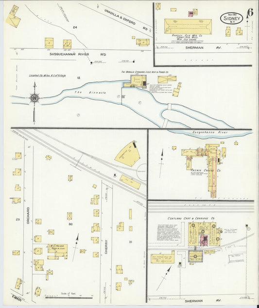 Sanborn Fire Insurance Map from Sidney, Delaware County, New York (1910), Sheet #0006 - Historic Sanborn Fire Insurance Map Print, vintage old map wall art, antique decor, genealogy gift, Sidney Delaware map