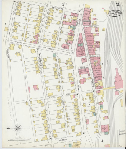 Sanborn Fire Insurance Map from Grafton, Taylor County, West Virginia (1896), Sheet #0002 - Complete Map Set gallery image, historic Sanborn map, vintage wall art, West Virginia West Virginia