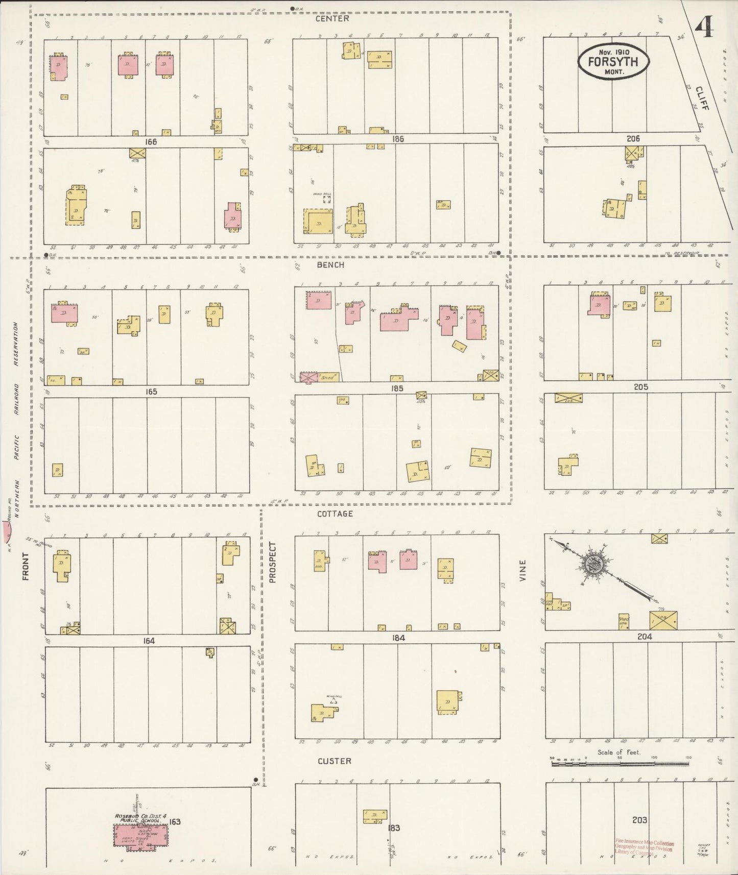 Sanborn Fire Insurance Map from Forsyth, Rosebud County, Montana (1910), Sheet #0004 - Complete Map Set gallery image, historic Sanborn map, vintage wall art, Montana Montana