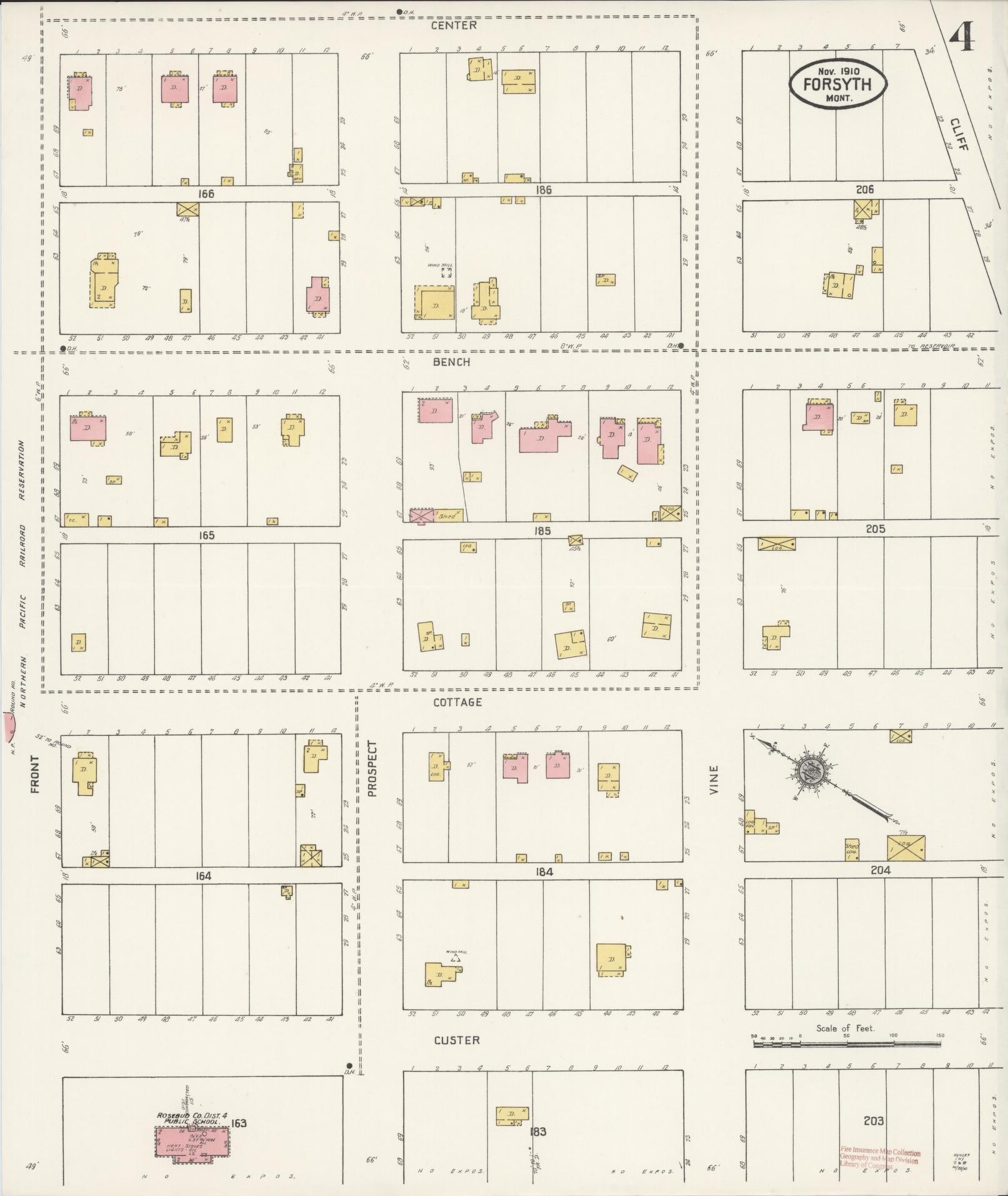 Sanborn Fire Insurance Map from Forsyth, Rosebud County, Montana (1910), Sheet #0004 - Complete Map Set gallery image, historic Sanborn map, vintage wall art, Montana Montana