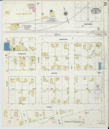 Sanborn Fire Insurance Map from Hamler, Henry County, Ohio (1909), Sheet #0002 - Complete Map Set gallery image, historic Sanborn map, vintage wall art, Ohio Ohio