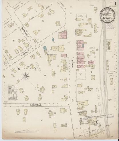 Sanborn Fire Insurance Map from Afton, Chenango County, New York (1885), Sheet #0001 - Complete Map Set gallery image, historic Sanborn map, vintage wall art, New York New York