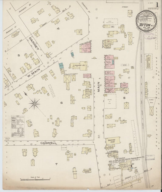 Sanborn Fire Insurance Map from Afton, Chenango County, New York (1885), Sheet #0001 - Complete Map Set gallery image, historic Sanborn map, vintage wall art, New York New York