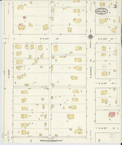 Sanborn Fire Insurance Map from Abilene, Dickinson County, Kansas (1917), Sheet #0003 - Complete Map Set gallery image, historic Sanborn map, vintage wall art, Kansas Kansas