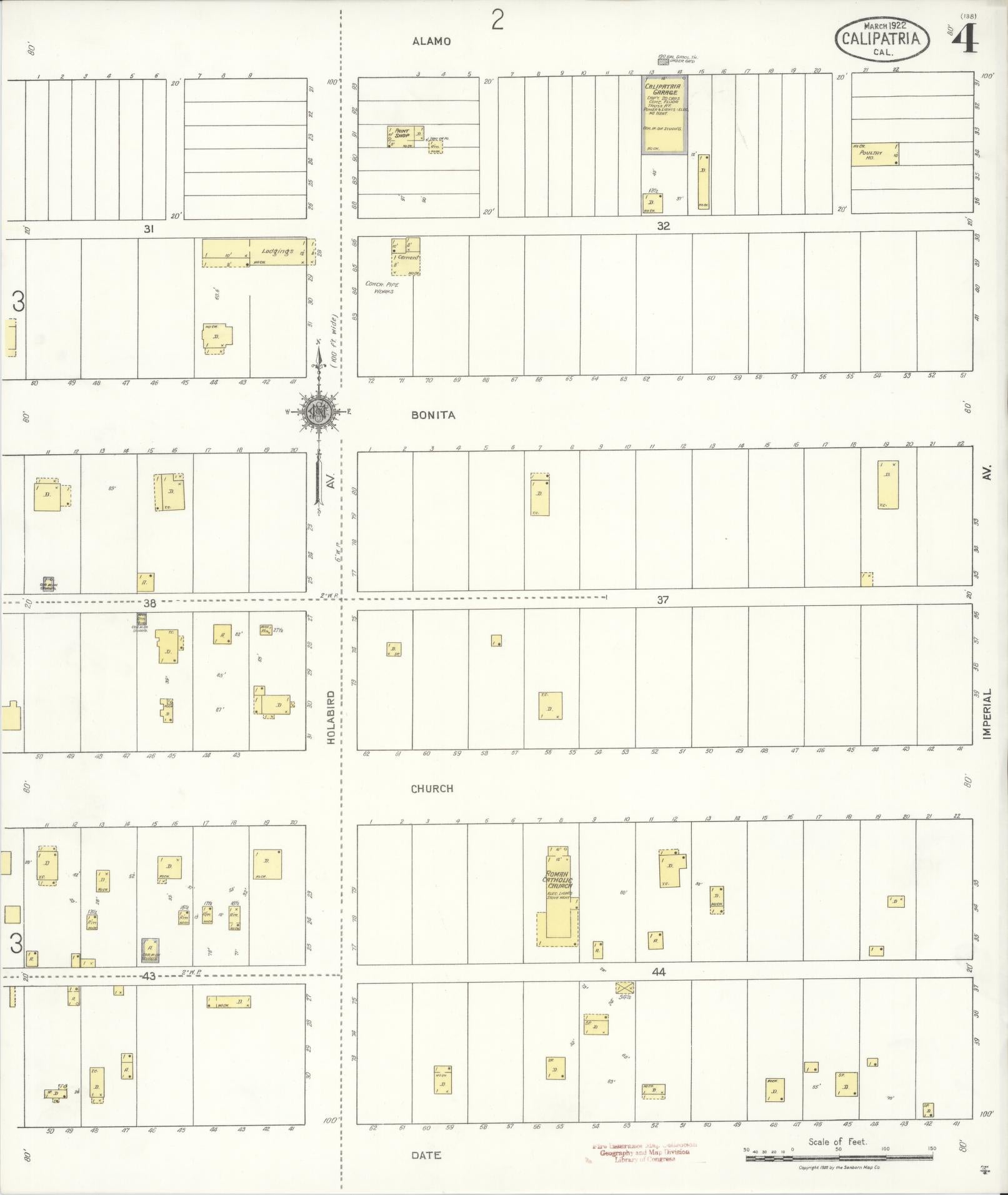 Sanborn Fire Insurance Map from Calipatria, Imperial County, California (1922), Sheet #0004 - Complete Map Set gallery image, historic Sanborn map, vintage wall art, California California