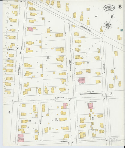Sanborn Fire Insurance Map from Norwalk, Huron County, Ohio (1906), Sheet #0008 - Complete Map Set gallery image, historic Sanborn map, vintage wall art, Ohio Ohio