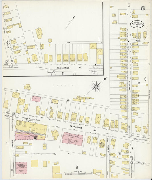 Sanborn Fire Insurance Map from Plymouth, Luzerne County, Pennsylvania (1907), Sheet #0008 - Historic Sanborn Fire Insurance Map Print, vintage old map wall art, antique decor, genealogy gift, Pennsylvania Pennsylvania map