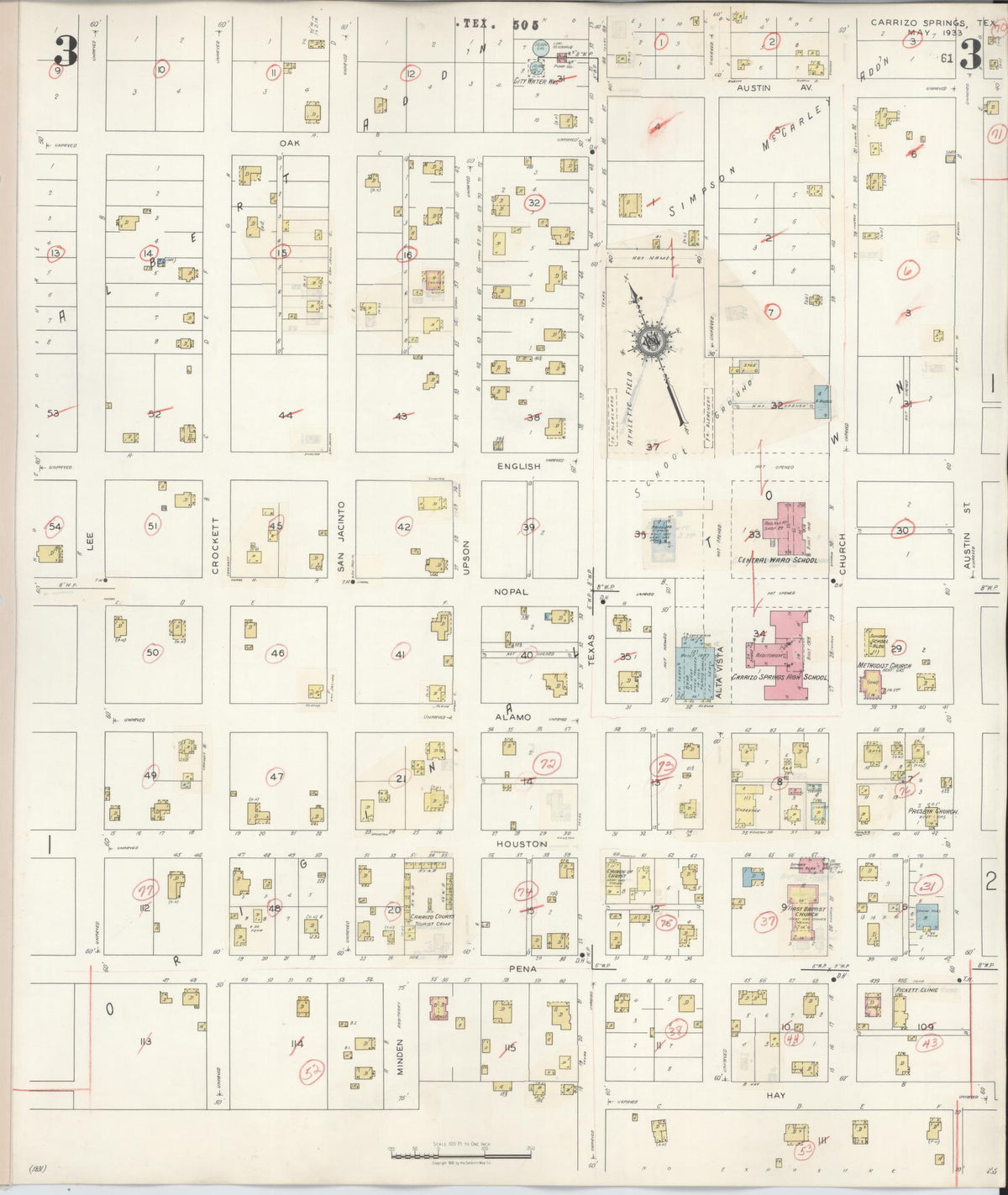 Sanborn Fire Insurance Map from Carrizo Springs, Dimmit County, Texas (1944), Sheet #0003 - Complete Map Set gallery image, historic Sanborn map, vintage wall art, Texas Texas