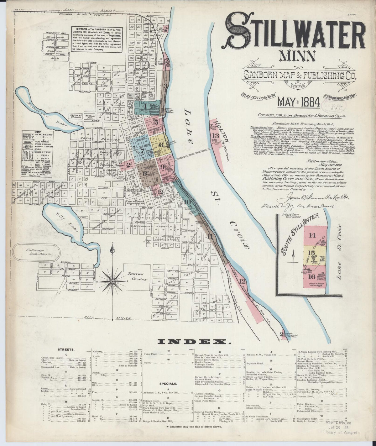 Sanborn Fire Insurance Map from Stillwater, Washington County, Minnesota (1884), Sheet #0001 - Historic Sanborn Fire Insurance Map Print, vintage old map wall art, antique decor, genealogy gift, Minnesota Minnesota map