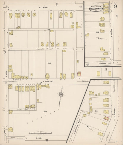 Sanborn Fire Insurance Map from Bellefonte, Centre County, Pennsylvania (1922), Sheet #0009 - Complete Map Set gallery image, historic Sanborn map, vintage wall art, Pennsylvania Pennsylvania