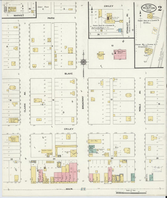 Sanborn Fire Insurance Map from Hinton, Caddo County, Oklahoma (1909), Sheet #0002 - Historic Sanborn Fire Insurance Map Print, vintage old map wall art, antique decor, genealogy gift, Oklahoma Oklahoma map