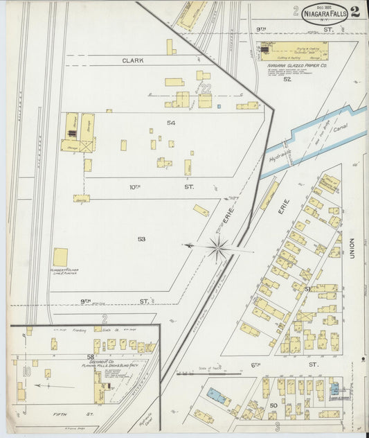 Sanborn Fire Insurance Map from Niagara Falls, Niagara County, New York (1892), Sheet #0002 - Historic Sanborn Fire Insurance Map Print, vintage old map wall art, antique decor, genealogy gift, New York New York map