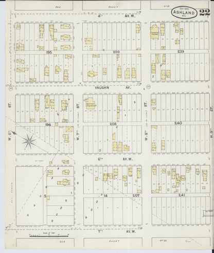 Sanborn Fire Insurance Map from Ashland, Ashland County, Wisconsin (1890), Sheet #0022 - Historic Sanborn Fire Insurance Map Print, vintage old map wall art, antique decor, genealogy gift, Wisconsin Wisconsin map