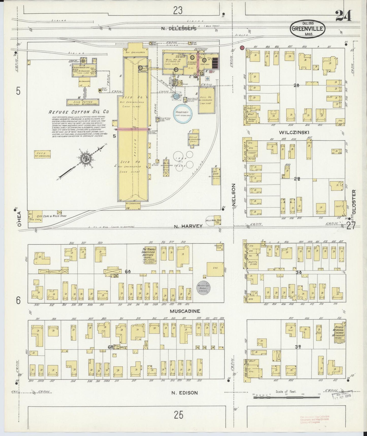 Sanborn Fire Insurance Map from Greenville, Washington County, Mississippi (1915), Sheet #0024 - Complete Map Set gallery image, historic Sanborn map, vintage wall art, Mississippi Mississippi