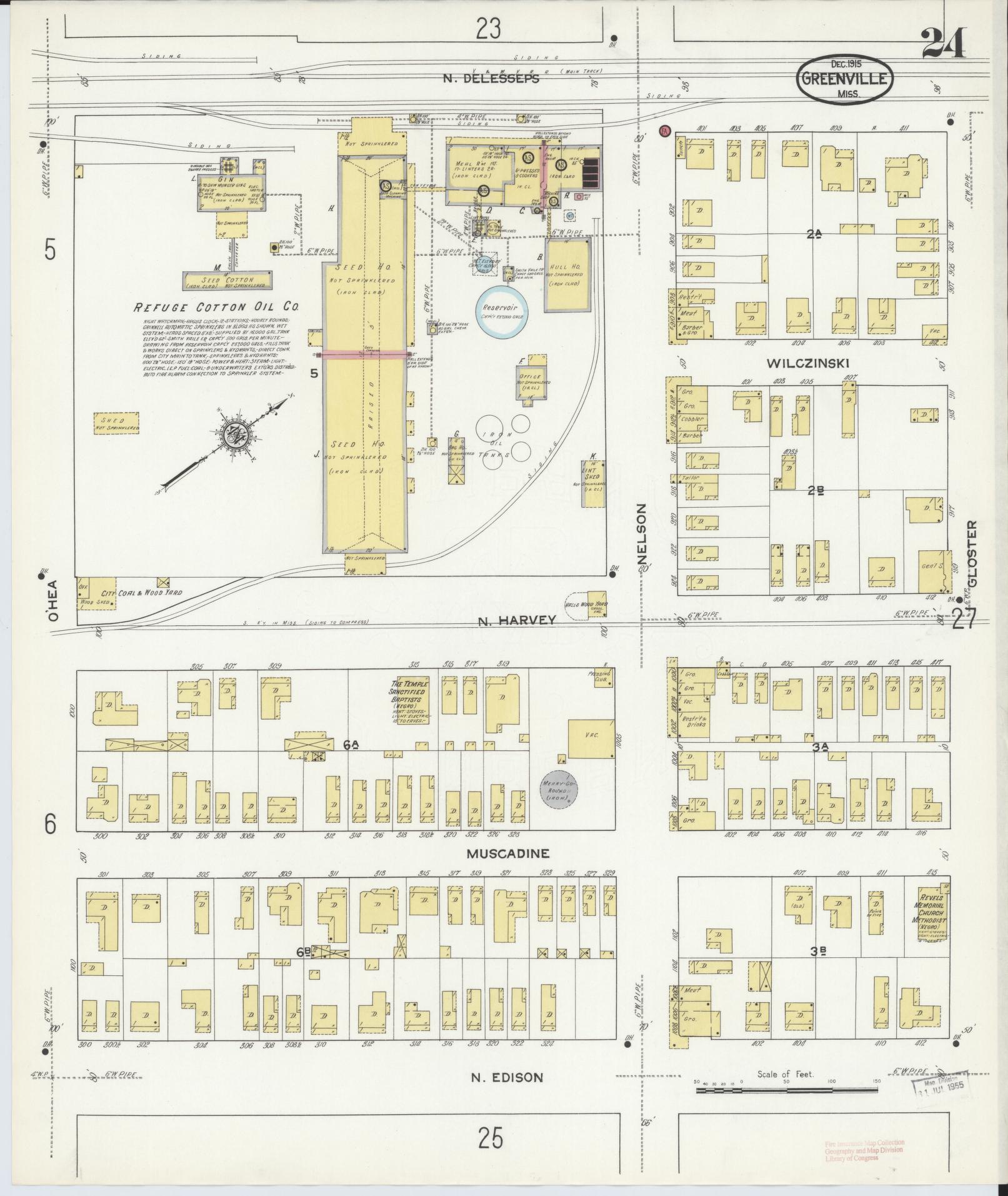 Sanborn Fire Insurance Map from Greenville, Washington County, Mississippi (1915), Sheet #0024 - Complete Map Set gallery image, historic Sanborn map, vintage wall art, Mississippi Mississippi