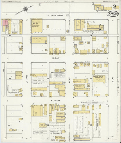 Sanborn Fire Insurance Map from Ranger, Eastland County, Texas (1920), Sheet #0009 - Complete Map Set gallery image, historic Sanborn map, vintage wall art, Texas Texas