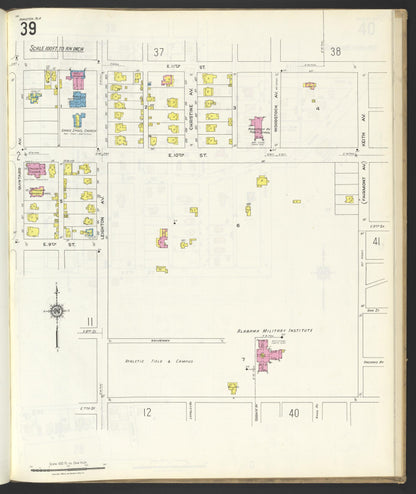 Sanborn Fire Insurance Map from Anniston, Calhoun County, Alabama (1925), Sheet #0039 - Complete Map Set gallery image, historic Sanborn map, vintage wall art, Alabama Alabama