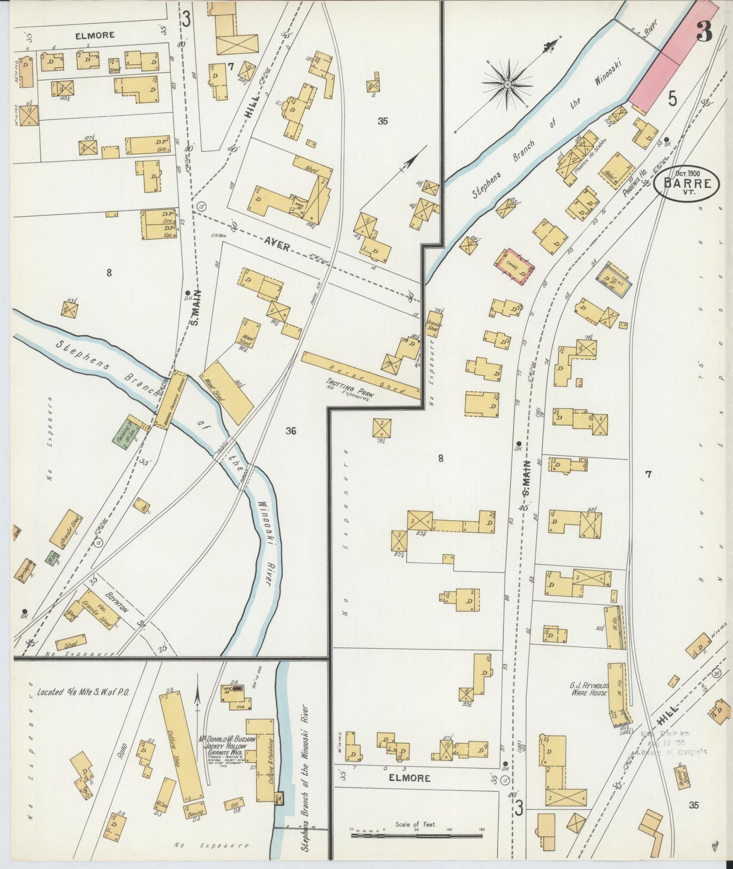 Sanborn Fire Insurance Map from Barre, Washington County, Vermont (1900), Sheet #0003 - Complete Map Set gallery image, historic Sanborn map, vintage wall art, Vermont Vermont