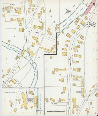Sanborn Fire Insurance Map from Barre, Washington County, Vermont (1900), Sheet #0003 - Complete Map Set gallery image, historic Sanborn map, vintage wall art, Vermont Vermont