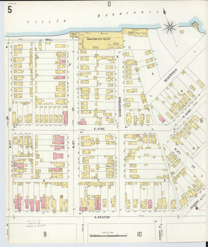 Sanborn Fire Insurance Map from Hamilton, Butler County, Ohio (1899), Sheet #0005 - Historic Sanborn Fire Insurance Map Print, vintage old map wall art, antique decor, genealogy gift, Ohio Ohio map