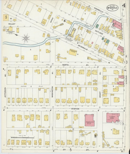 Sanborn Fire Insurance Map from McDonald, Washington County, Pennsylvania (1902), Sheet #0004 - Historic Sanborn Fire Insurance Map Print, vintage old map wall art, antique decor, genealogy gift, Pennsylvania Pennsylvania map