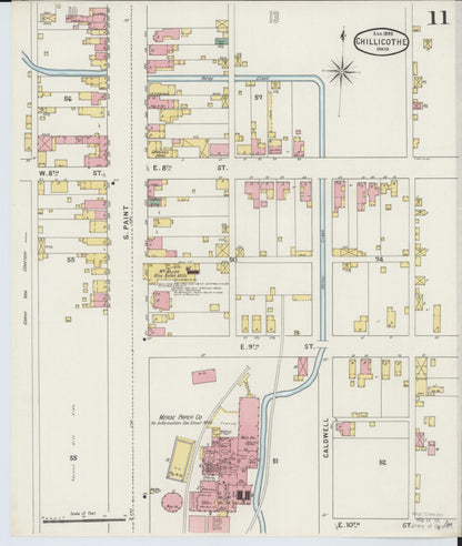 Sanborn Fire Insurance Map from Chillicothe, Ross County, Ohio (1895), Sheet #0011 - Historic Sanborn Fire Insurance Map Print, vintage old map wall art, antique decor, genealogy gift, Ohio Ohio map