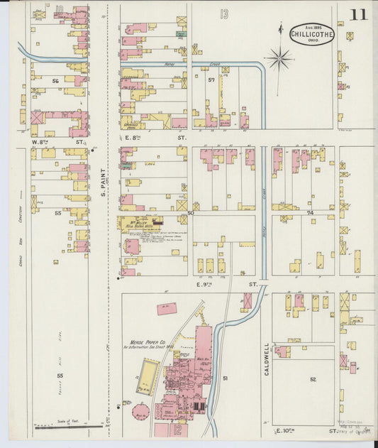 Sanborn Fire Insurance Map from Chillicothe, Ross County, Ohio (1895), Sheet #0011 - Historic Sanborn Fire Insurance Map Print, vintage old map wall art, antique decor, genealogy gift, Ohio Ohio map
