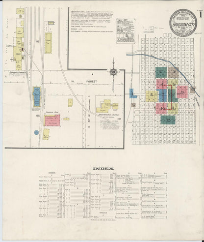 Sanborn Fire Insurance Map from Brigham City, Box Elder County, Utah (1917), Sheet #0001 - Complete Map Set gallery image, historic Sanborn map, vintage wall art, Utah Utah