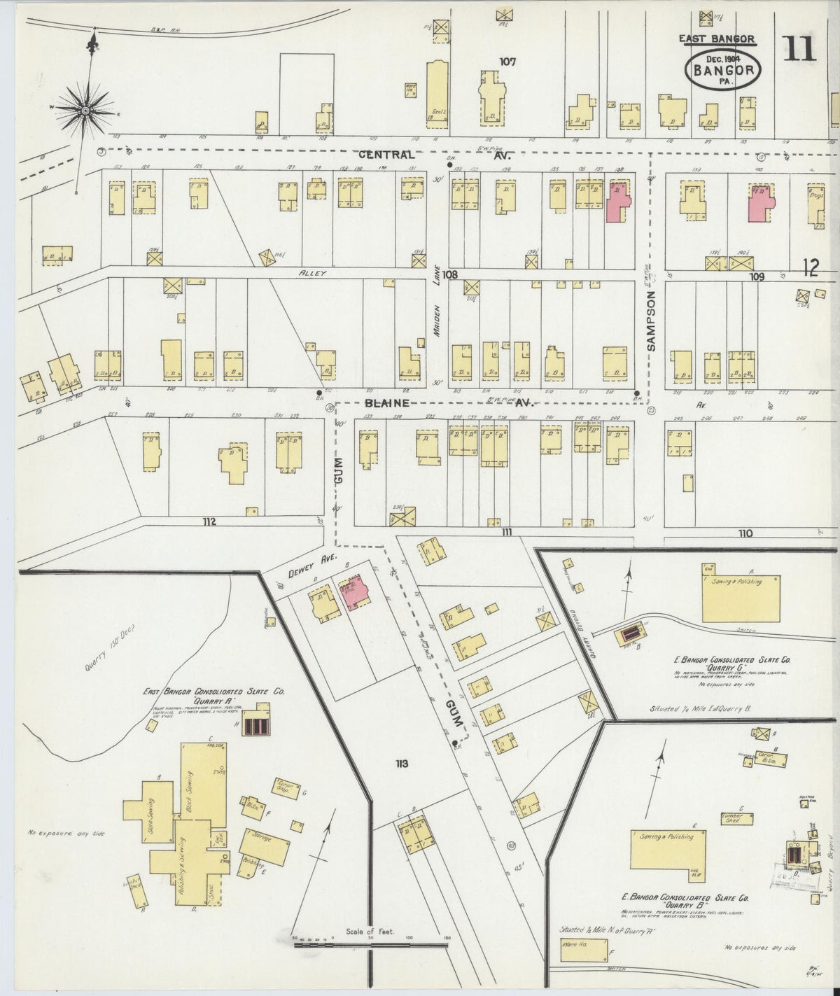 Sanborn Fire Insurance Map from Bangor, Northampton County, Pennsylvania (1904), Sheet #0011 - Complete Map Set gallery image, historic Sanborn map, vintage wall art, Pennsylvania Pennsylvania