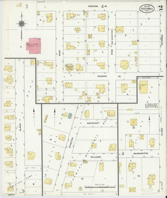 Sanborn Fire Insurance Map from Rockwall, Rockwall County, Texas (1911), Sheet #0002 - Historic Sanborn Fire Insurance Map Print, vintage old map wall art, antique decor, genealogy gift, Texas Texas map