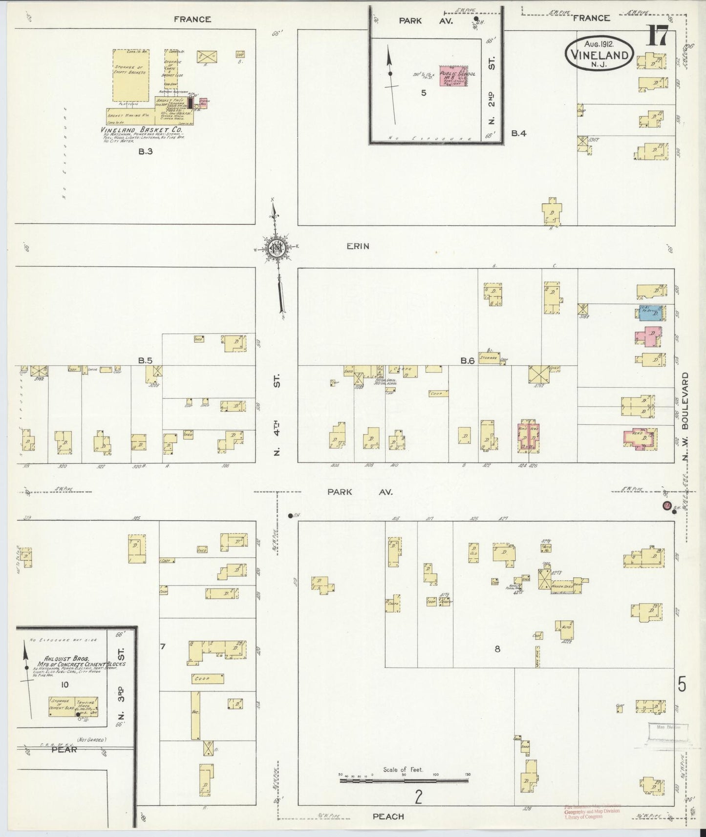 Sanborn Fire Insurance Map from Vineland, Cumberland County, New Jersey (1912), Sheet #0017 - Complete Map Set gallery image, historic Sanborn map, vintage wall art, New Jersey New Jersey