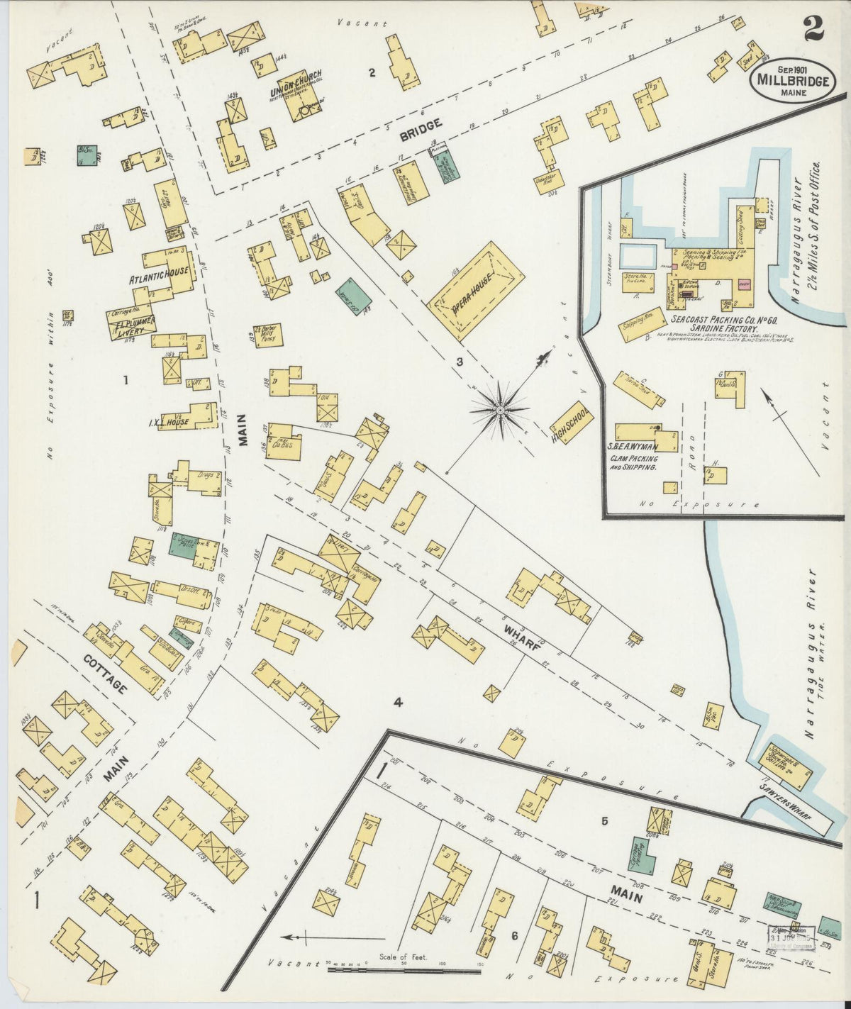 Sanborn Fire Insurance Map from Millbridge, Washington County, Maine (1901), Sheet #0002 - Historic Sanborn Fire Insurance Map Print, vintage old map wall art, antique decor, genealogy gift, Maine Maine map
