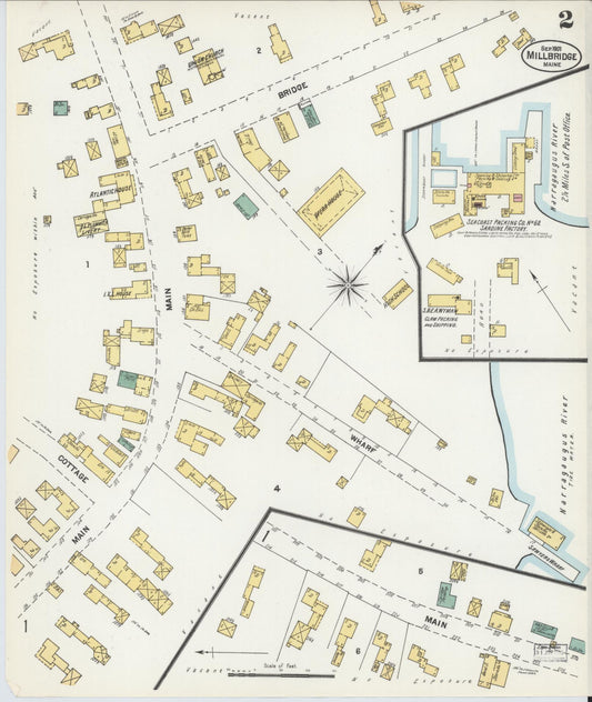 Sanborn Fire Insurance Map from Millbridge, Washington County, Maine (1901), Sheet #0002 - Historic Sanborn Fire Insurance Map Print, vintage old map wall art, antique decor, genealogy gift, Maine Maine map