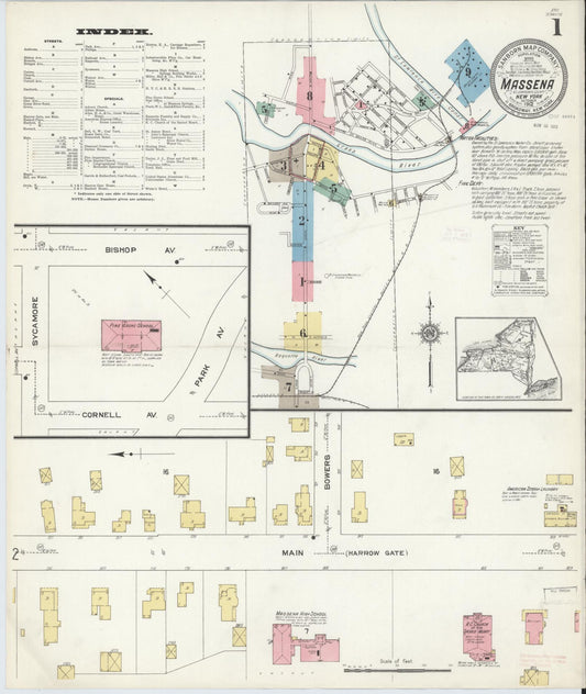 Sanborn Fire Insurance Map from Massena, St. Lawrence County, New York. (1912) – Historic Sanborn Fire Insurance Map Print