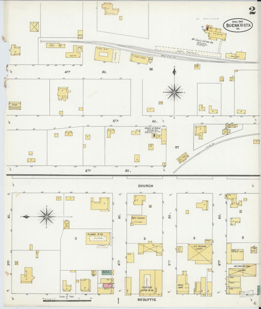 Sanborn Fire Insurance Map from Buena Vista, Marion County, Georgia (1904), Sheet #0002 - Historic Sanborn Fire Insurance Map Print, vintage old map wall art, antique decor, genealogy gift, Georgia Georgia map