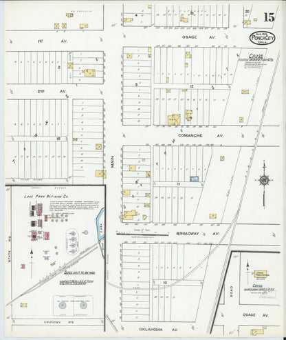 Sanborn Fire Insurance Map from Ponca City, Kay County, Oklahoma (1919), Sheet #0015 - Complete Map Set gallery image, historic Sanborn map, vintage wall art, Oklahoma Oklahoma