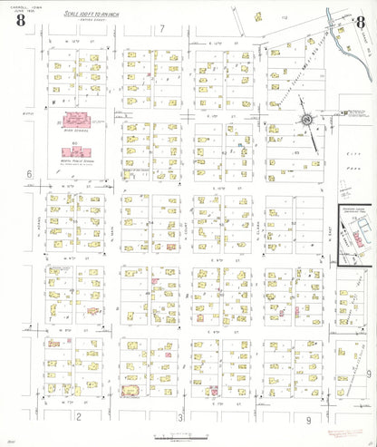 Sanborn Fire Insurance Map from Carroll, Carroll County, Iowa (1935), Sheet #0008 - Historic Sanborn Fire Insurance Map Print
